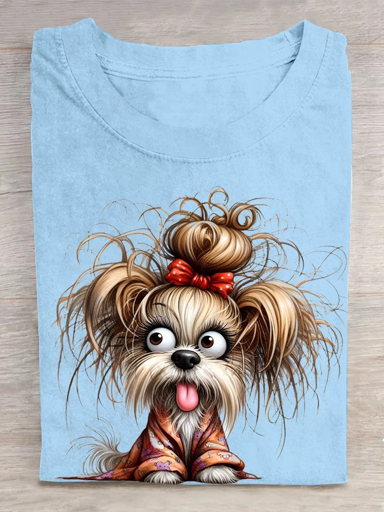 Casual Dog Crew Neck Short Sleeve T-shirt