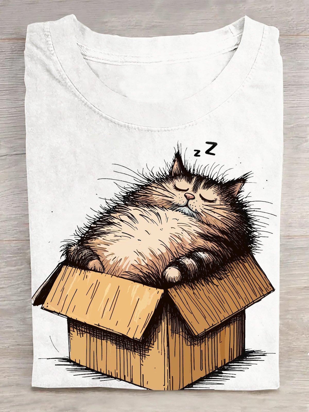 Casual Cat Crew Neck Short Sleeve T-shirt