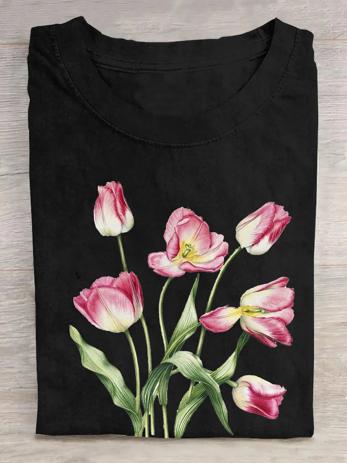 Casual Floral Crew Neck Short Sleeve T-shirt