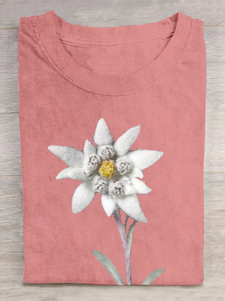 Casual Floral Crew Neck Short Sleeve T-shirt