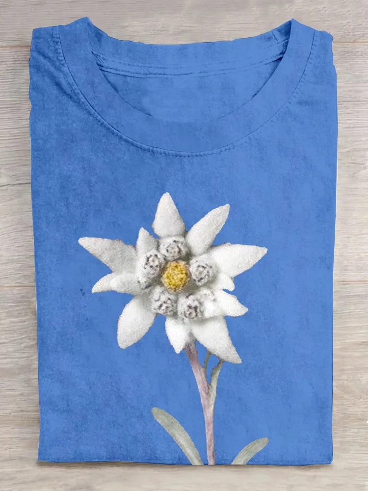 Casual Floral Crew Neck Short Sleeve T-shirt