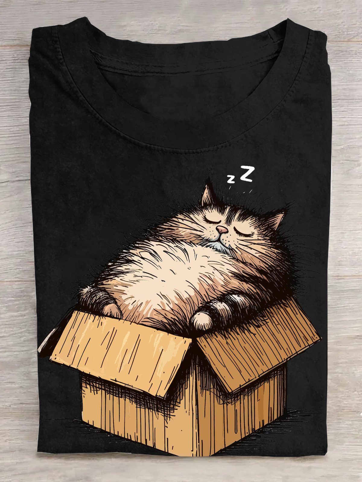 Casual Cat Crew Neck Short Sleeve T-shirt