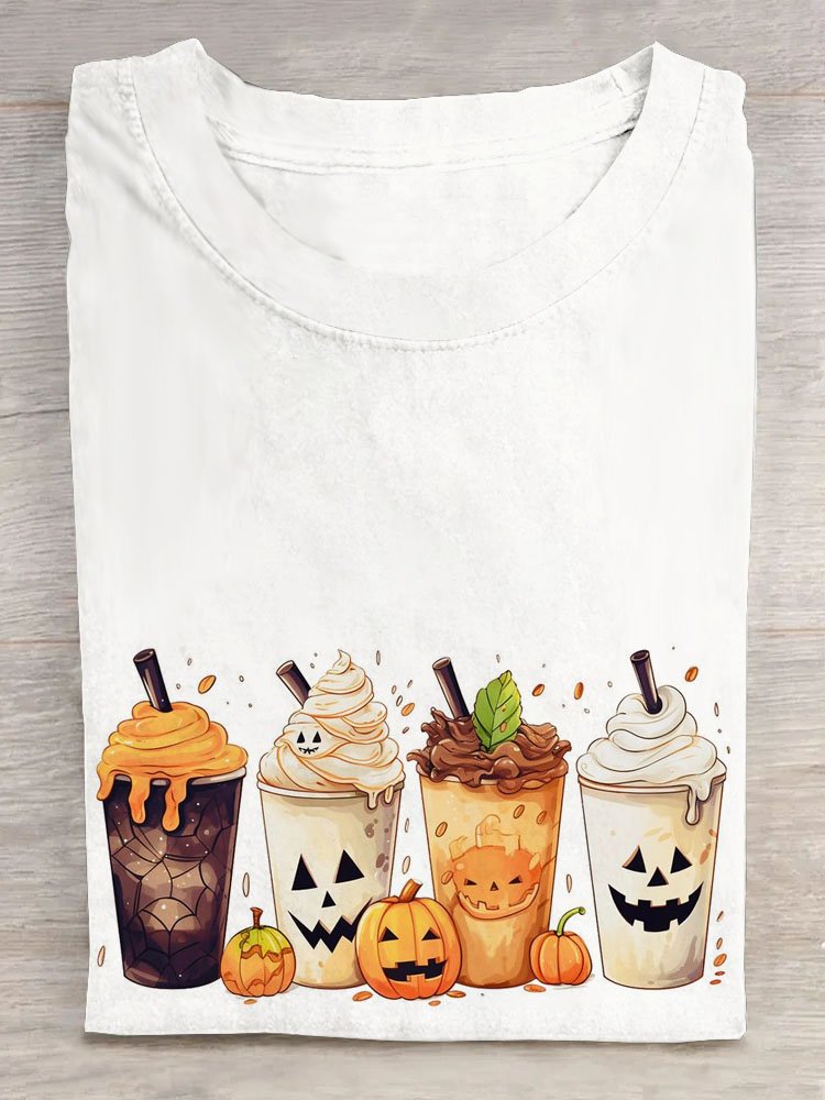 Casual Halloween Crew Neck Short Sleeve T-shirt