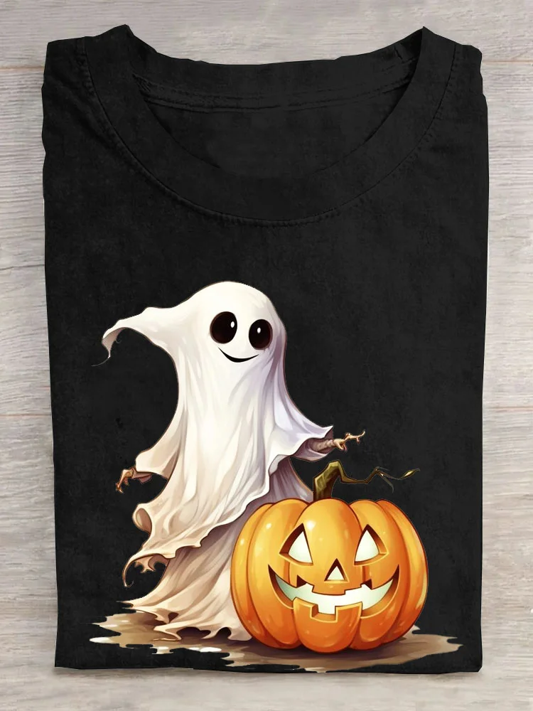 Casual Halloween Crew Neck Short Sleeve T-shirt