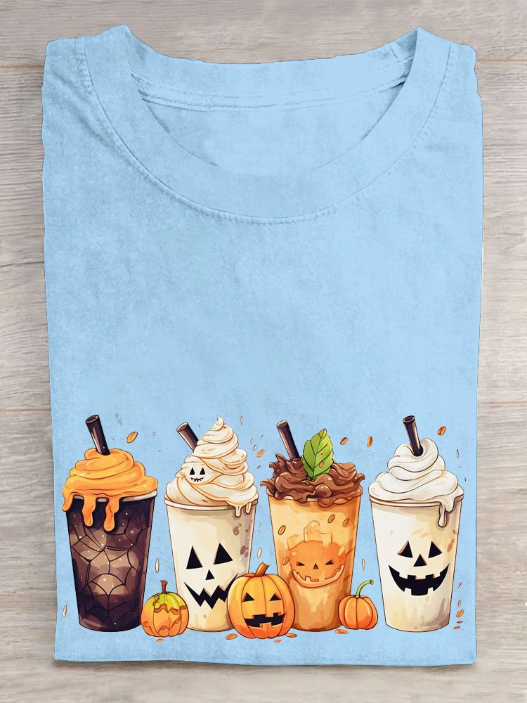 Casual Halloween Crew Neck Short Sleeve T-shirt