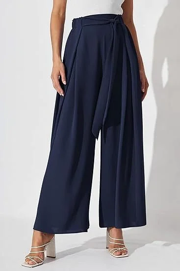 Casual Plain Ankle Pants Knot Front Pants Business Pants