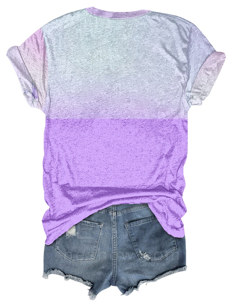 Casual Ombre Crew Neck Short Sleeve T-shirt