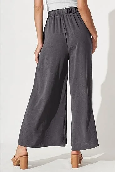 Casual Plain Ankle Pants Knot Front Pants Business Pants