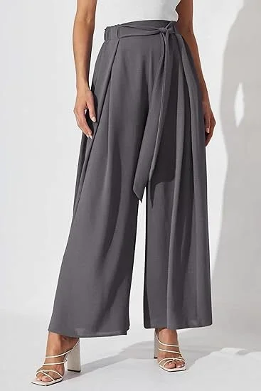 Casual Plain Ankle Pants Knot Front Pants Business Pants