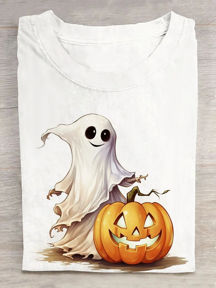 Casual Halloween Crew Neck Short Sleeve T-shirt