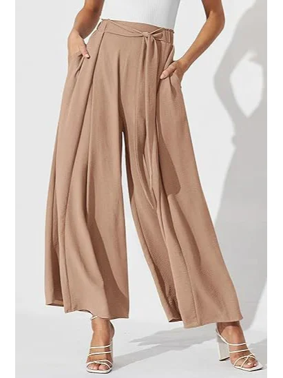 Casual Plain Ankle Pants Knot Front Pants Business Pants