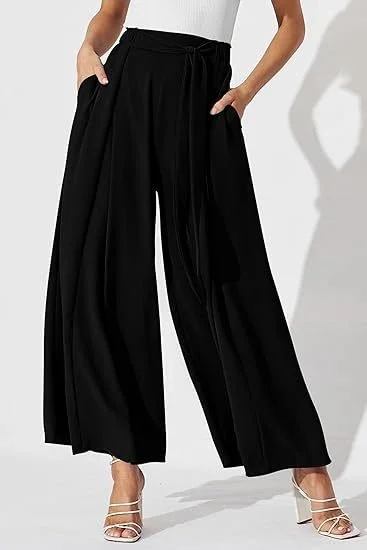 Casual Plain Ankle Pants Knot Front Pants Business Pants