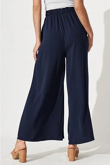 Casual Plain Ankle Pants Knot Front Pants Business Pants