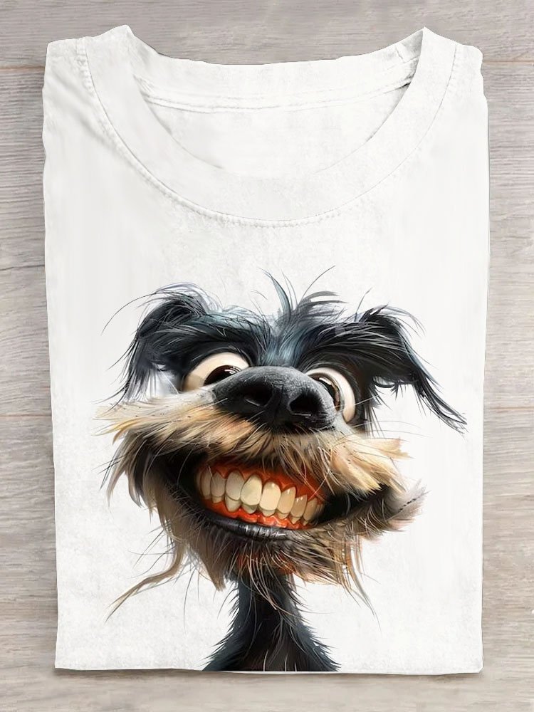 Casual Dog Crew Neck Short Sleeve T-shirt