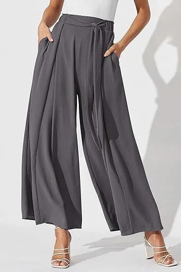 Casual Plain Ankle Pants Knot Front Pants Business Pants