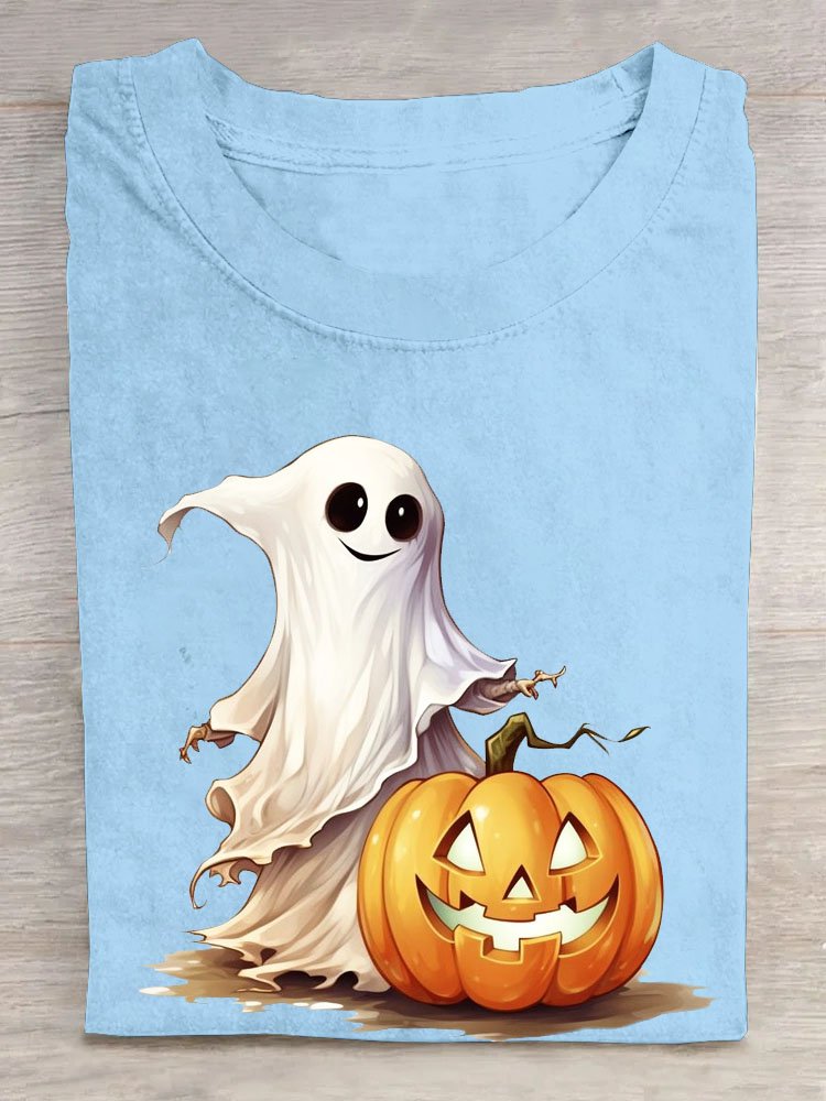 Casual Halloween Crew Neck Short Sleeve T-shirt