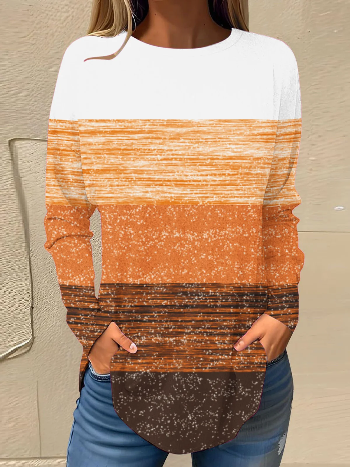 Casual Abstract Crew Neck Long Sleeve T-shirt