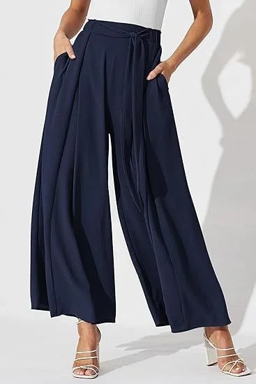 Casual Plain Ankle Pants Knot Front Pants Business Pants