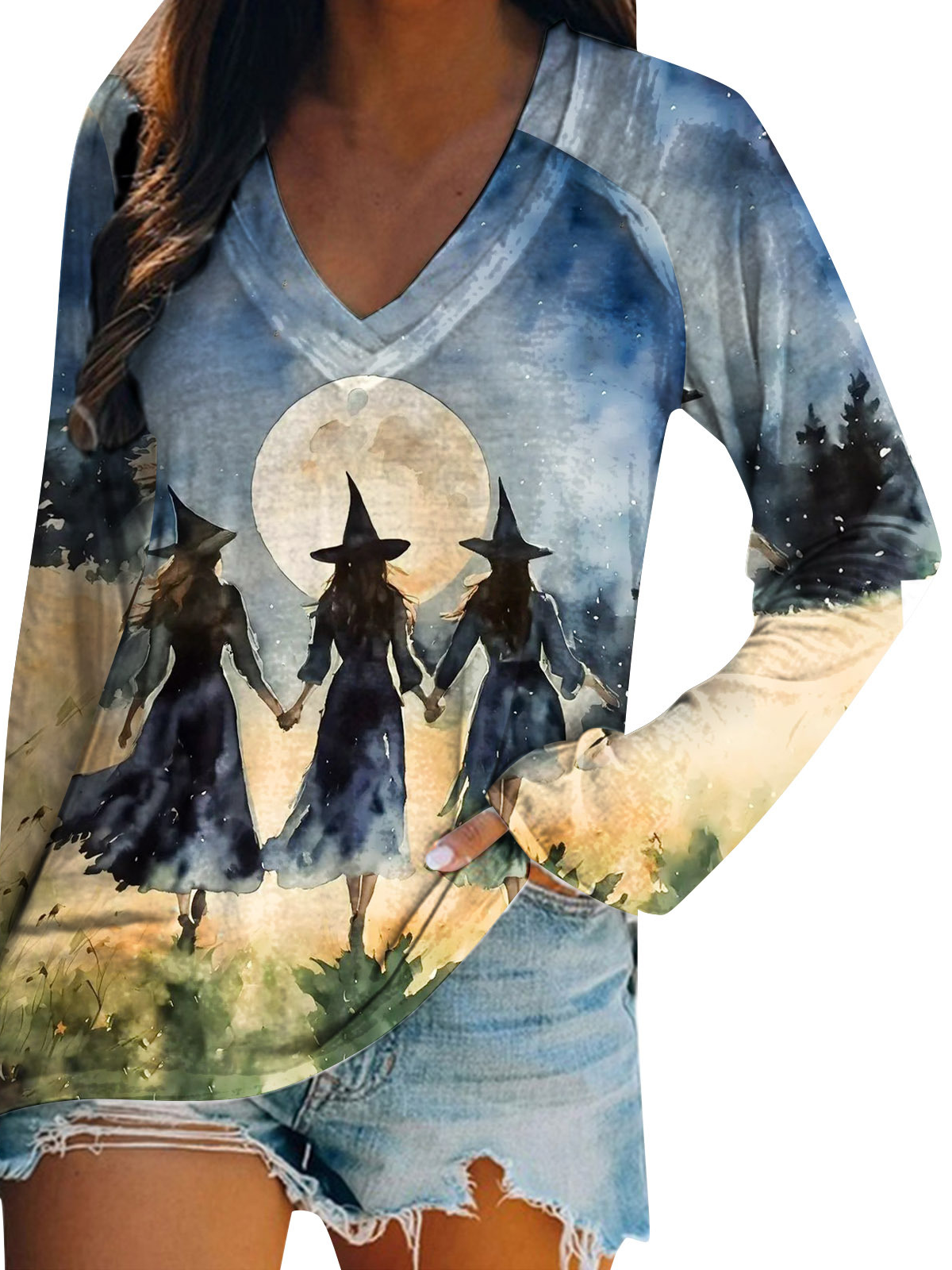 Casual Halloween Crew Neck Long Sleeve T-shirt