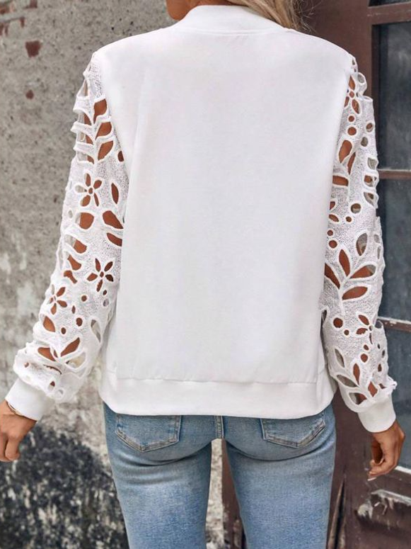 Women's Color Block Lace Regular Loose Jacket