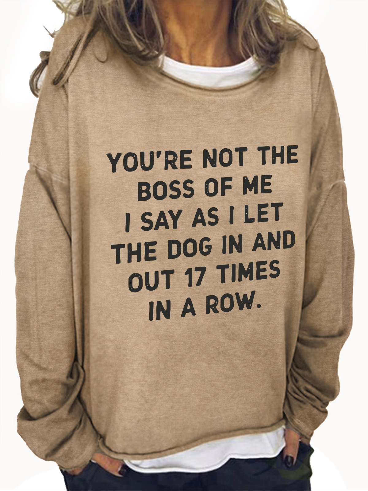 Casual Crew Neck Text Letters Sweatshirt