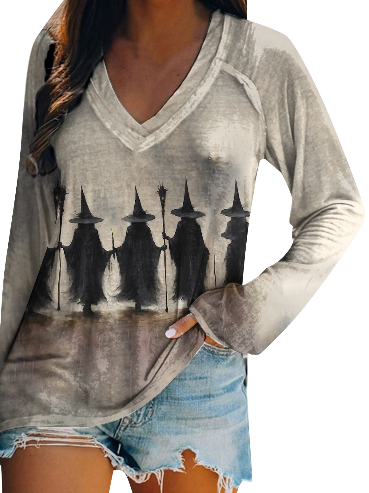 Casual Halloween Crew Neck Long Sleeve T-shirt