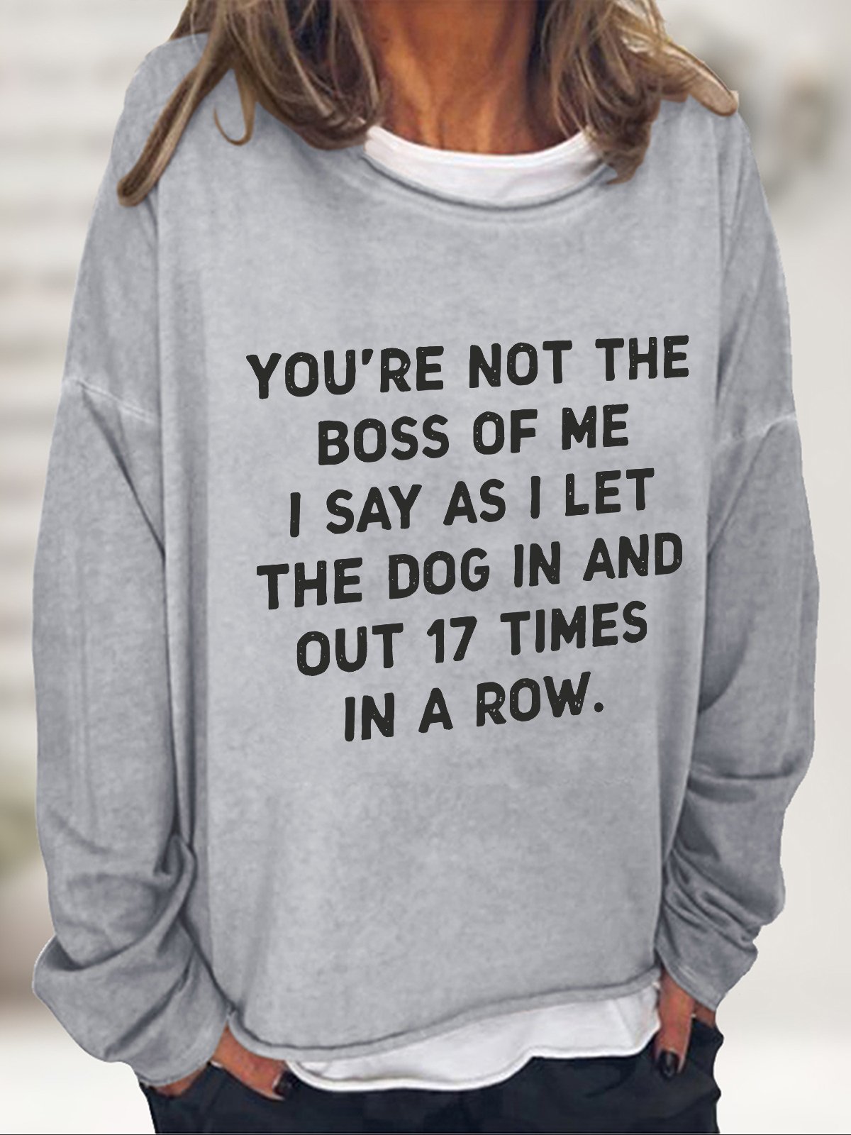 Casual Crew Neck Text Letters Sweatshirt