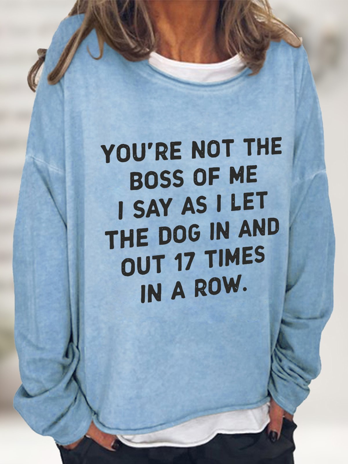 Casual Crew Neck Text Letters Sweatshirt