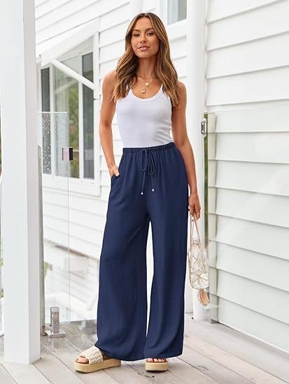 Women's Solid Casual Fashion Drawstring Loose Pants