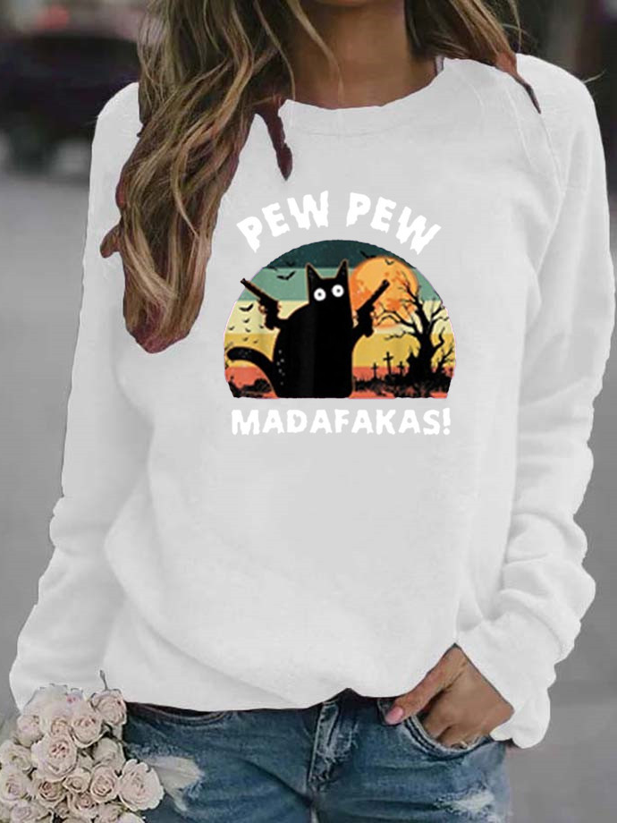 Casual Crew Neck Halloween Sweatshirt