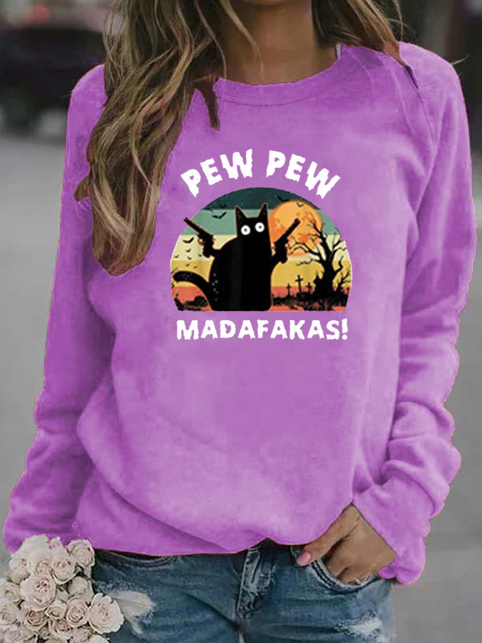 Casual Crew Neck Halloween Sweatshirt