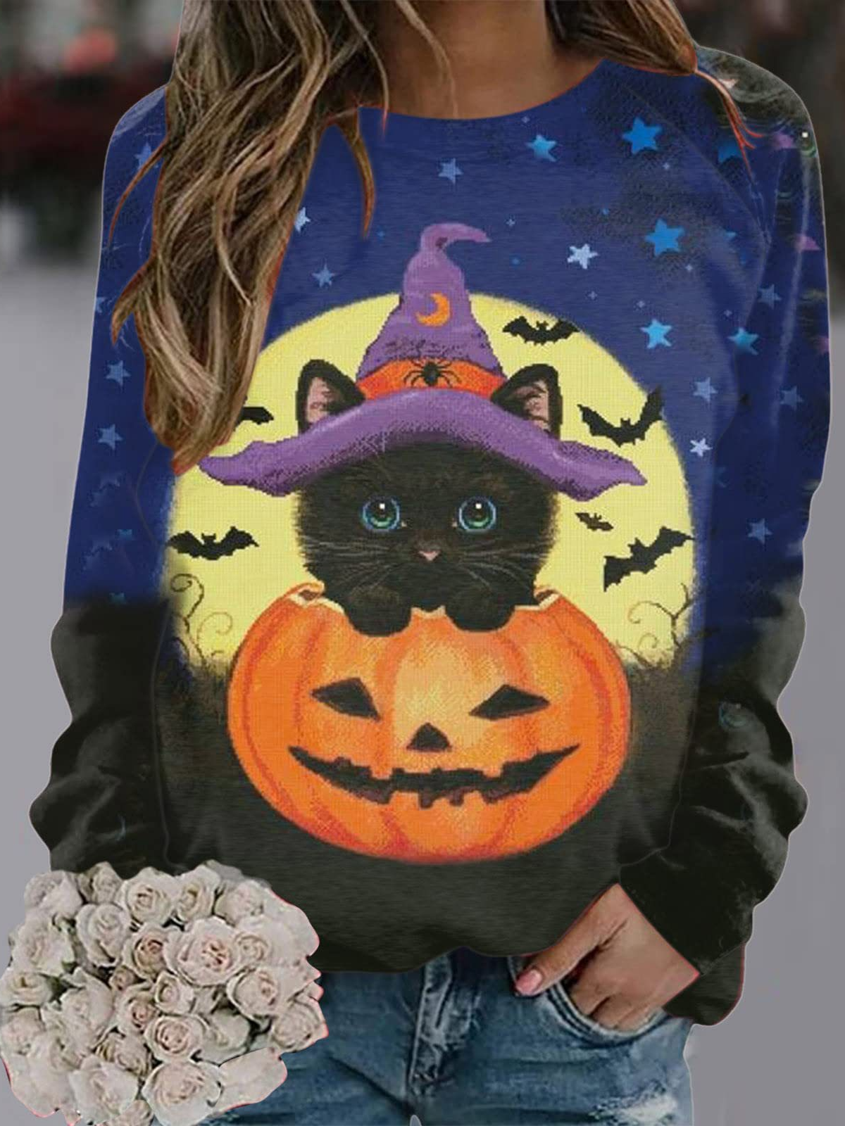 Casual V Neck Halloween Sweatshirt