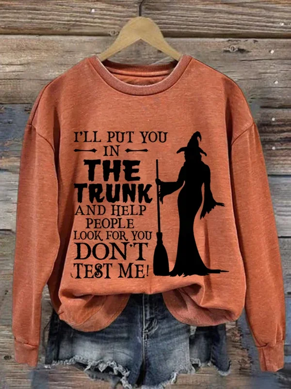 Vintage Crew Neck Halloween Sweatshirt Printing