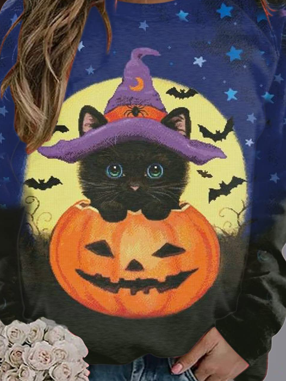 Casual V Neck Halloween Sweatshirt