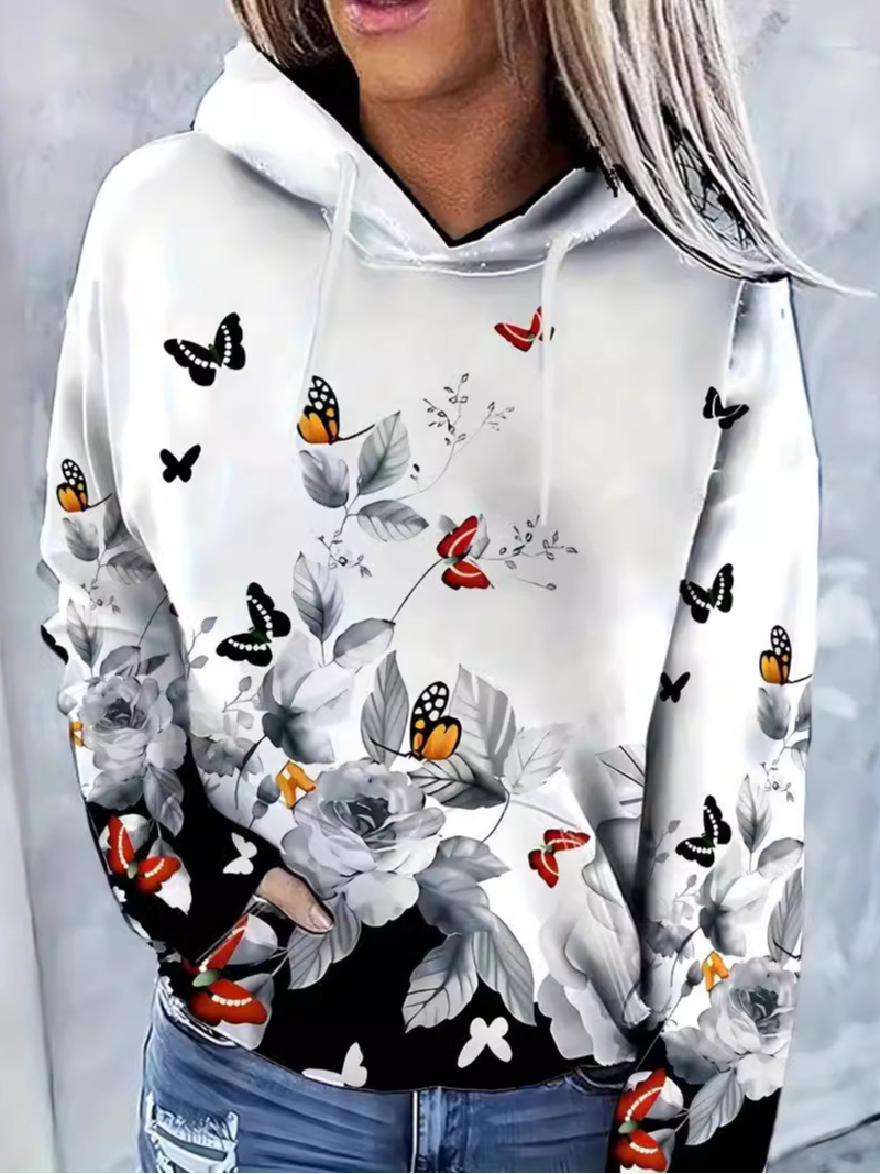 Casual Hoodie Floral Sweatshirt