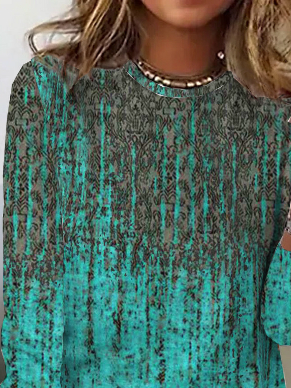 Casual Ethnic Crew Neck Long Sleeve T-shirt