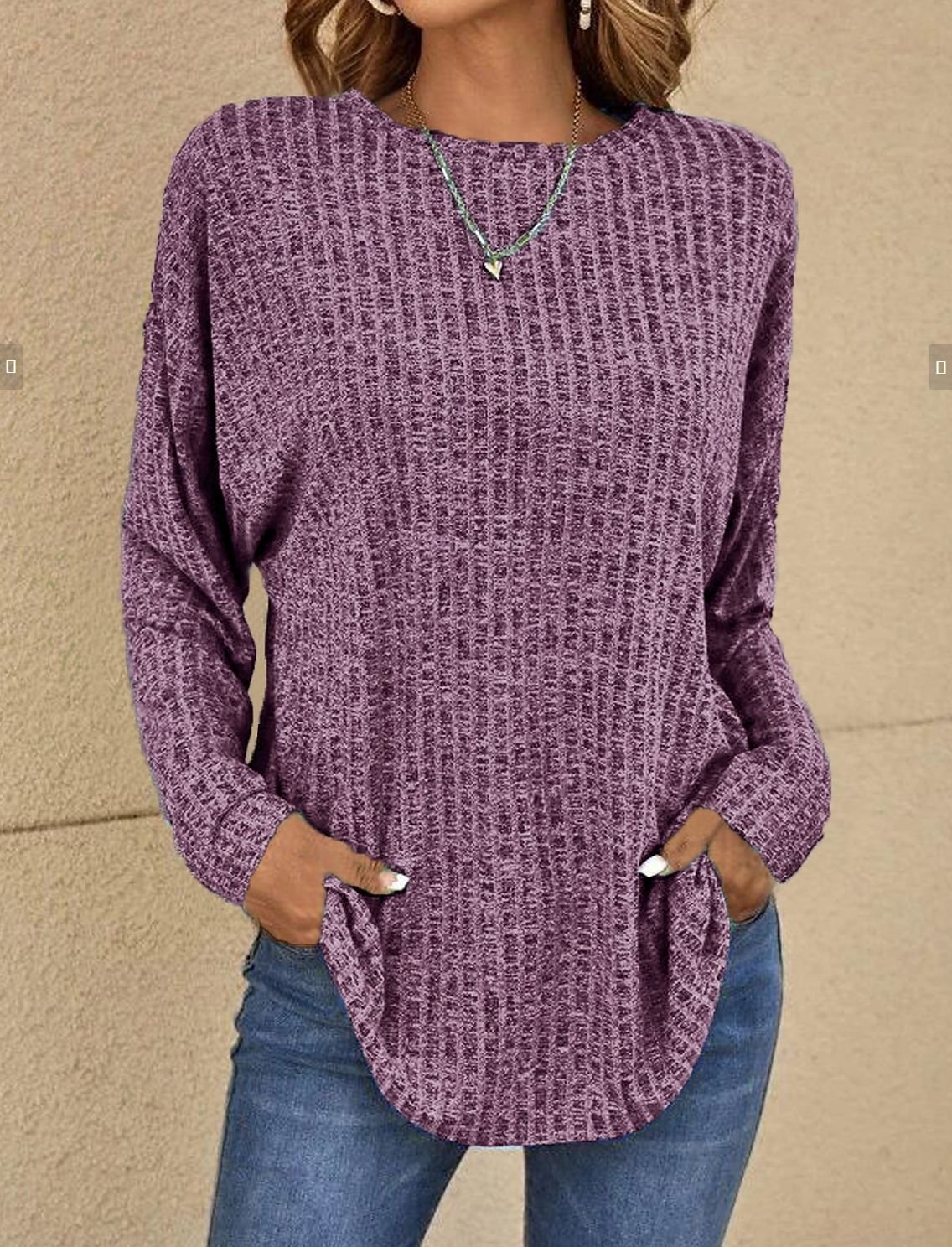 Casual Plain Crew Neck Long Sleeve T-shirt