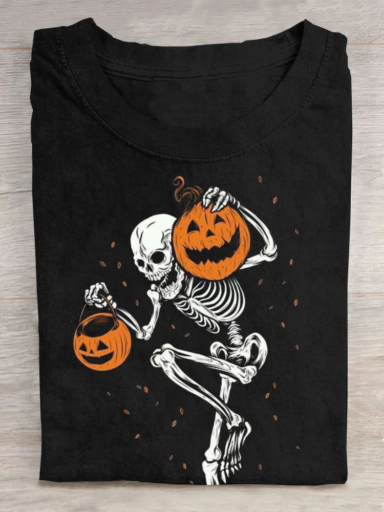 Casual Halloween Crew Neck Short Sleeve T-shirt