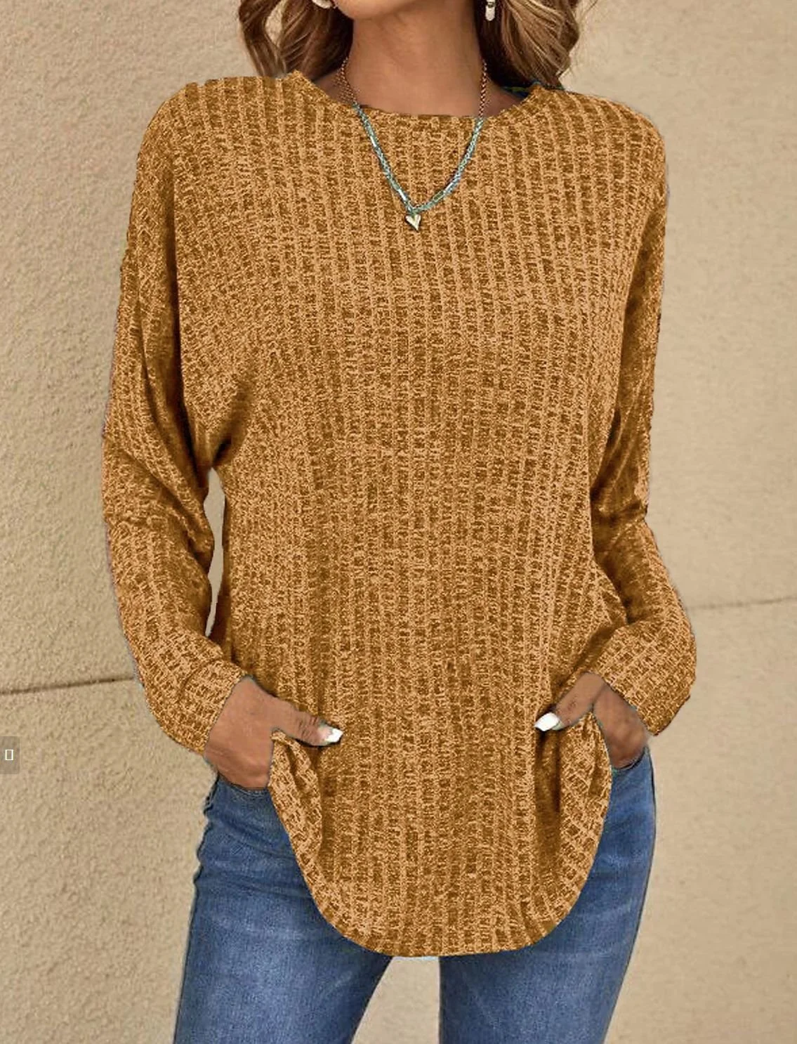 Casual Plain Crew Neck Long Sleeve T-shirt