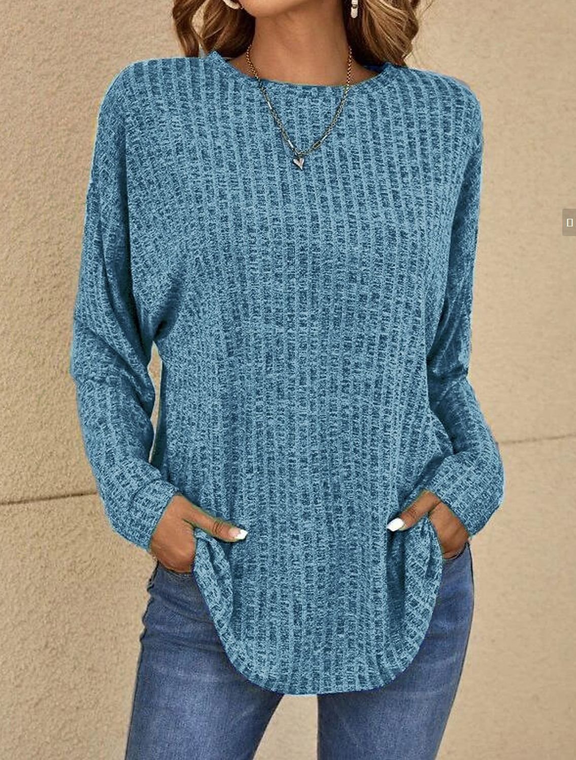 Casual Plain Crew Neck Long Sleeve T-shirt