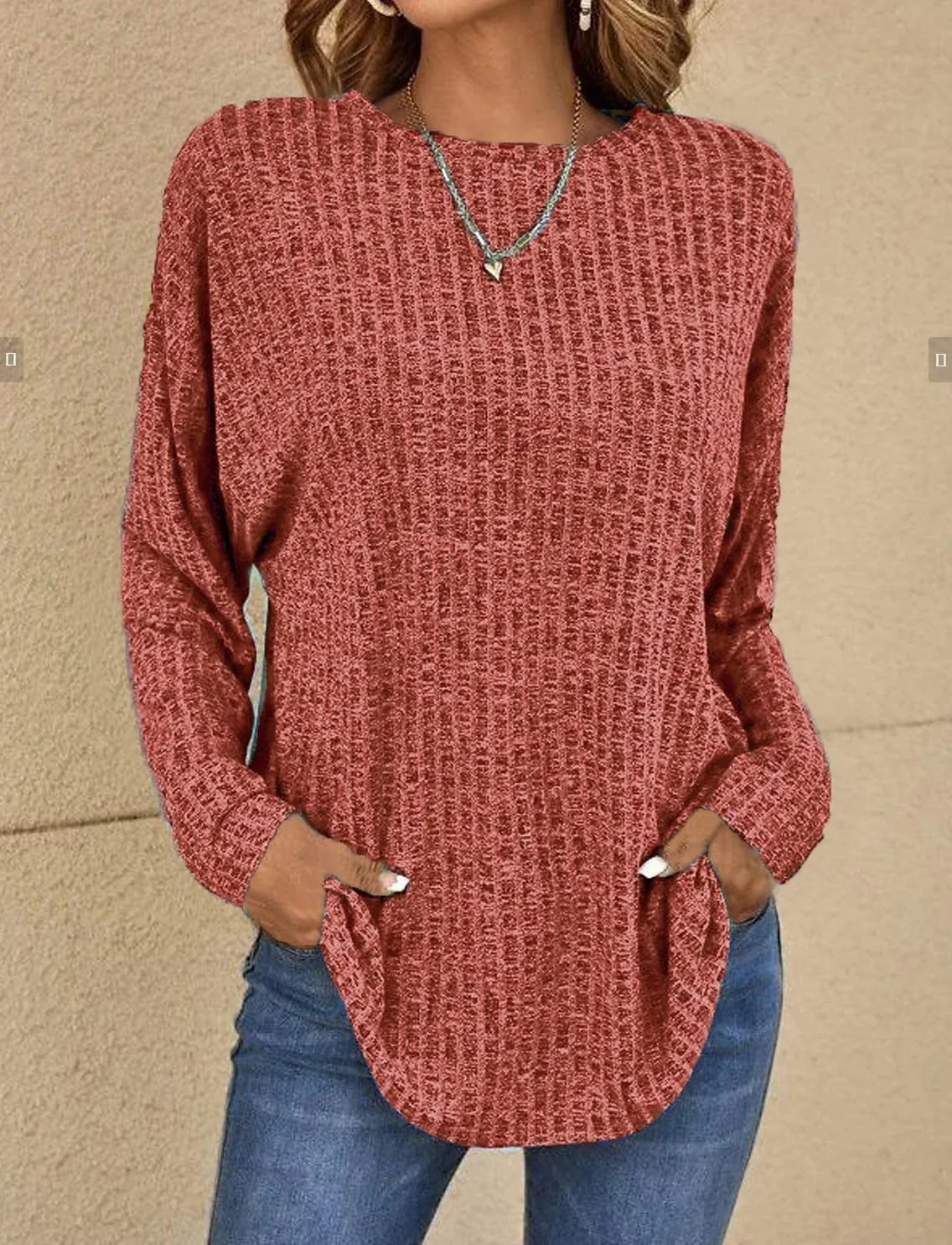 Casual Plain Crew Neck Long Sleeve T-shirt