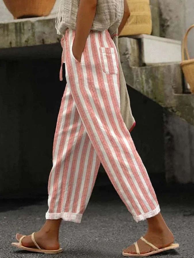 Women Casual Striped Long Pants