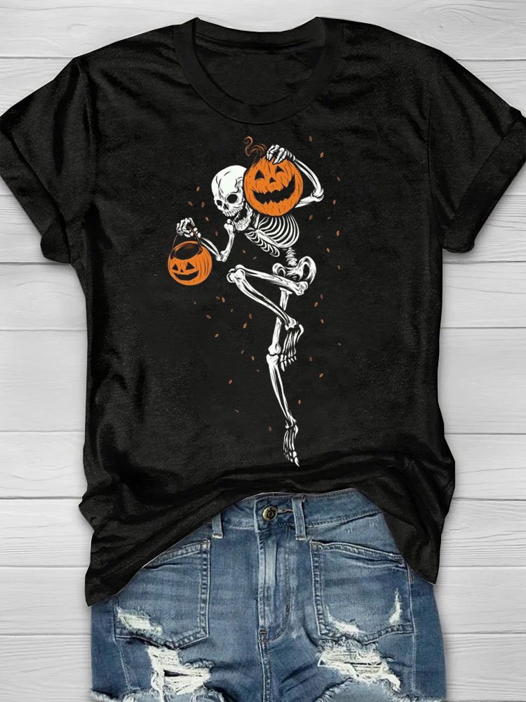 Casual Halloween Crew Neck Short Sleeve T-shirt