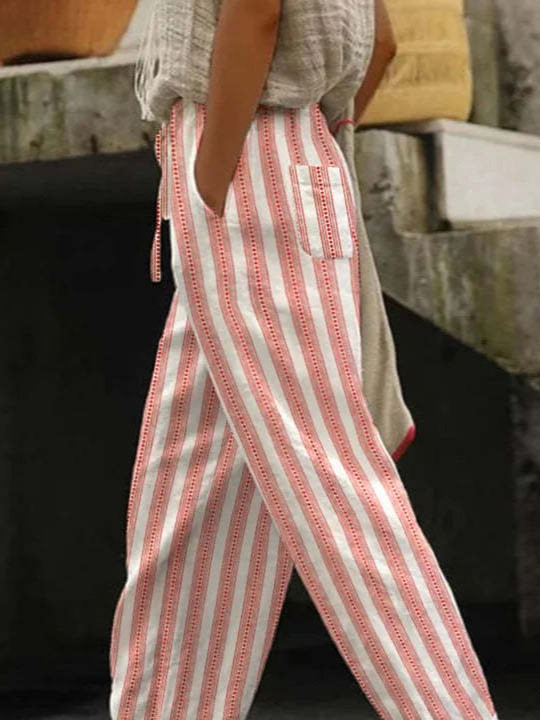 Women Casual Striped Long Pants