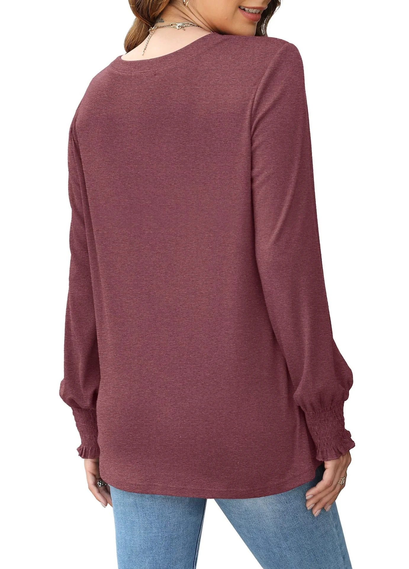 Casual Plain Crew Neck Long Sleeve T-shirt