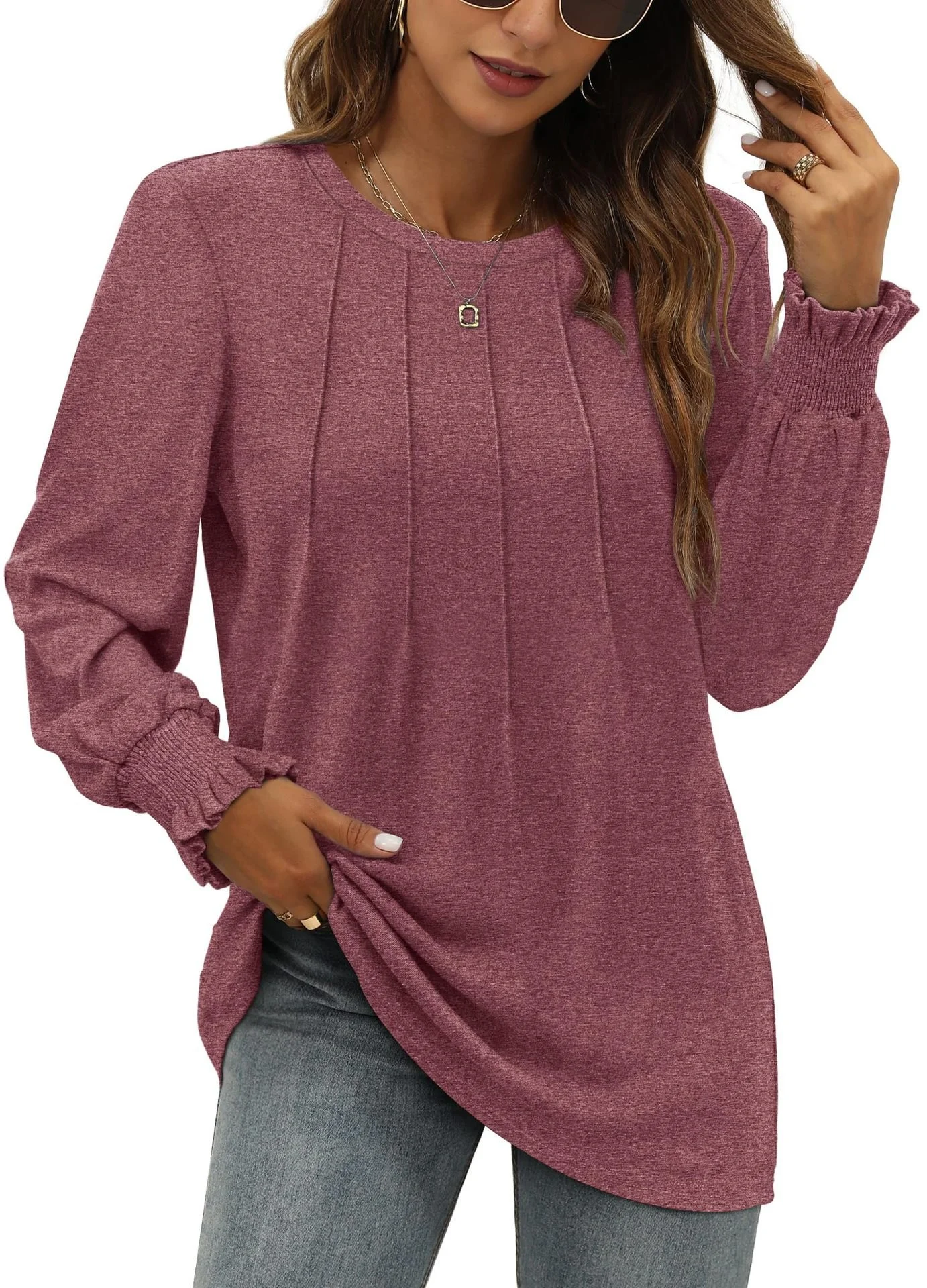 Casual Plain Crew Neck Long Sleeve T-shirt