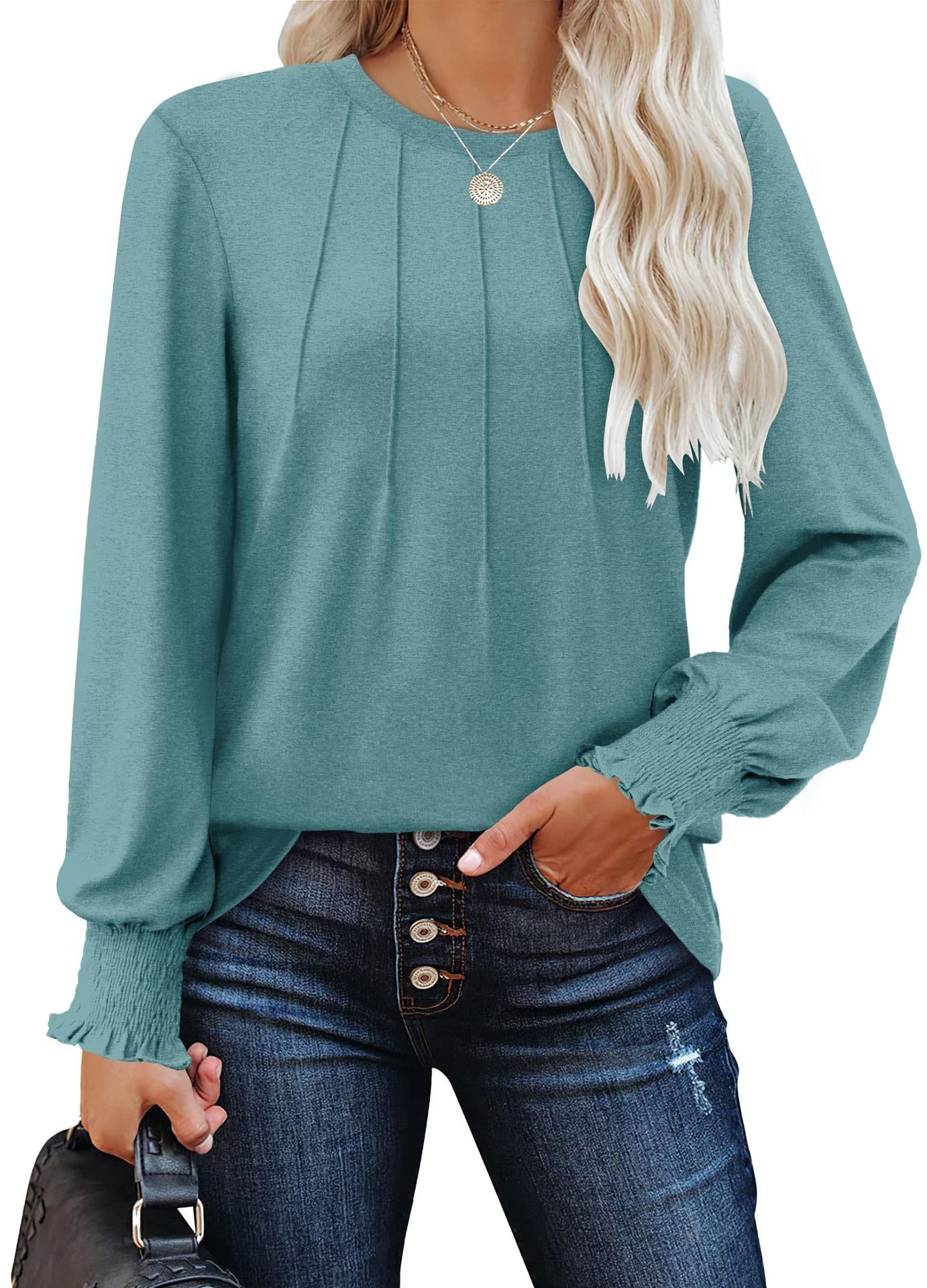 Casual Plain Crew Neck Long Sleeve T-shirt