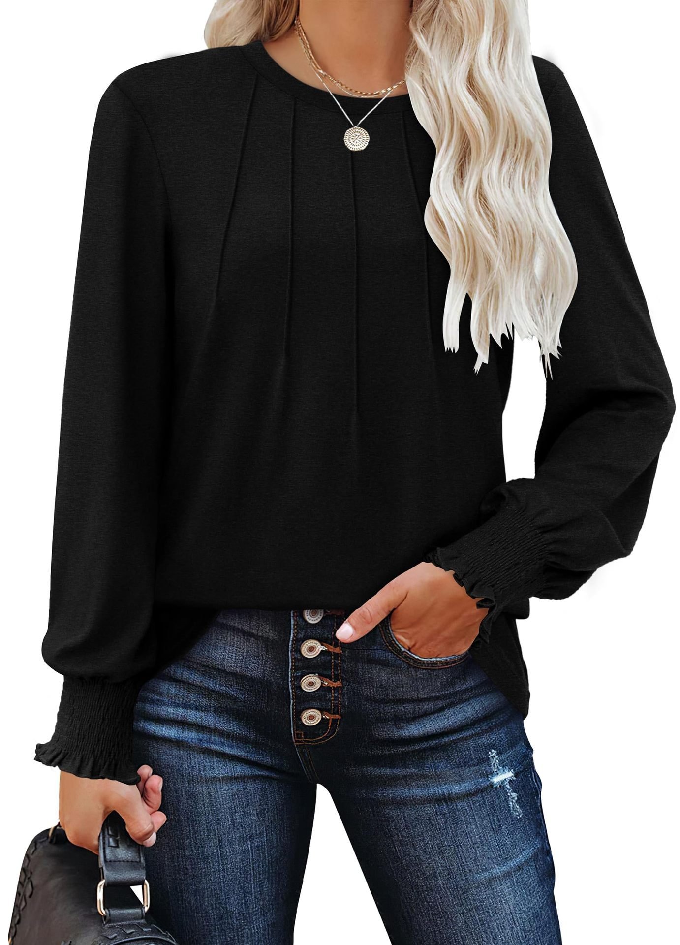 Casual Plain Crew Neck Long Sleeve T-shirt