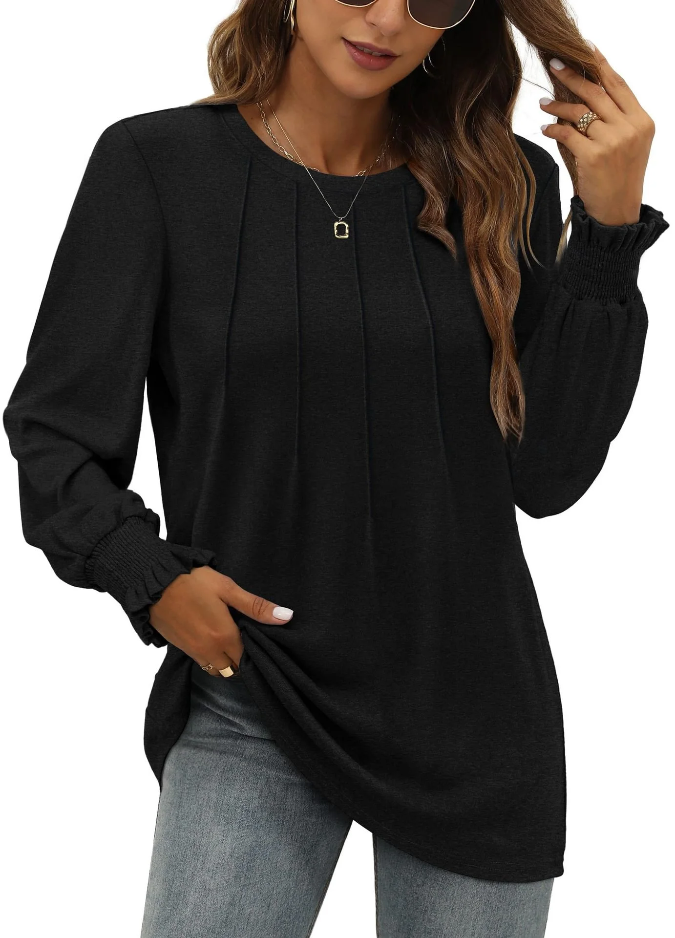 Casual Plain Crew Neck Long Sleeve T-shirt