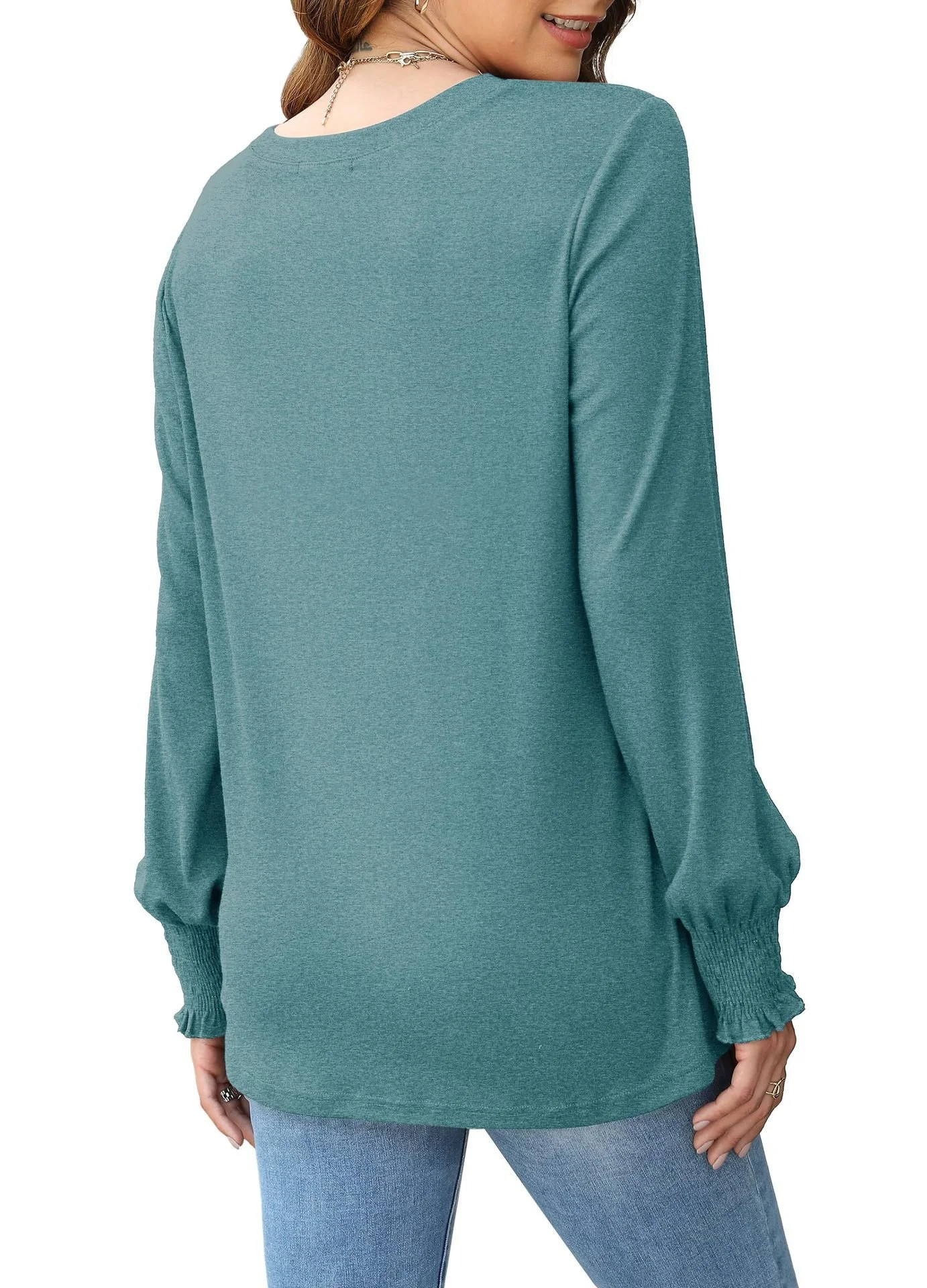 Casual Plain Crew Neck Long Sleeve T-shirt